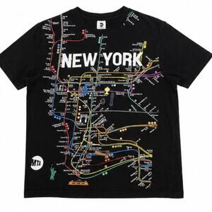 MTA New York City Subway Map T Shirt Men’s Large Black NYC All Over Print